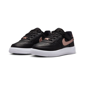 Nike Force 1 Low SE EasyOn 'Black & Metallic Red Bronze' Little Kids' Shoes