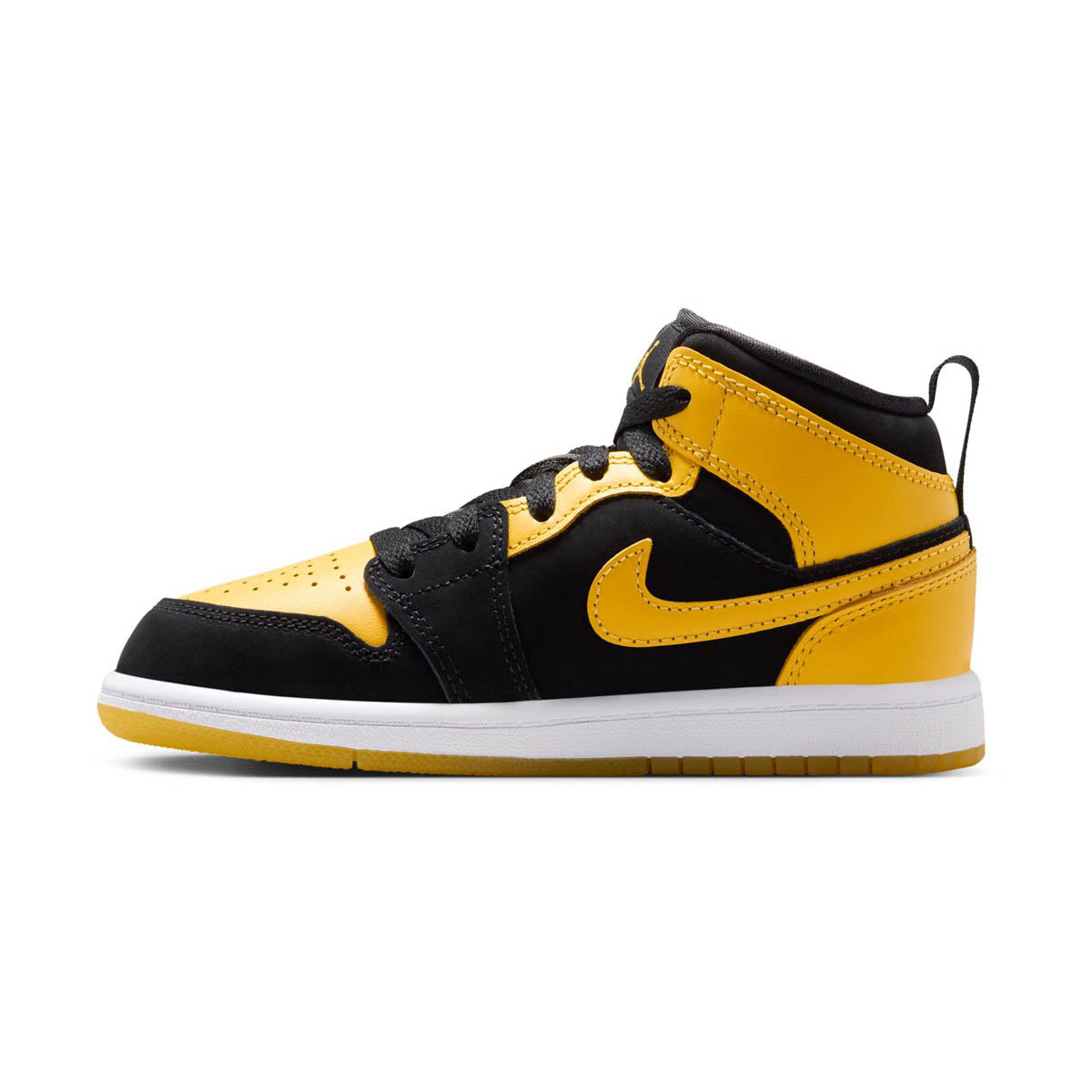 Shop Jordan 1 Mid SE 'Yellow Black' Little Kids' Shoes