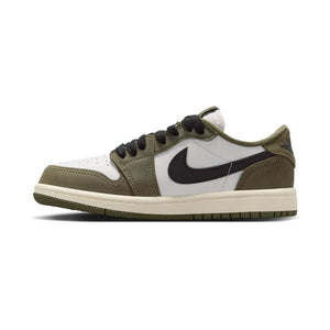 Air Jordan 1 Retro Low 'Medium Olive and Summit White' Little Kids' Shoes
