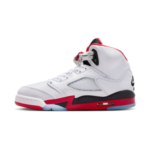 Air Jordan 5 Retro 'Fire Red Black Tongue' Big Kids' Shoes
