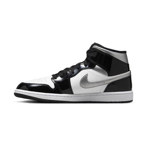 Air Jordan 1 Mid SE 'Patent Black White Metallic Silver' Men's Shoes