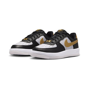Nike Force 1 Low 'Black White Metallic Gold' Little Kids' Shoes