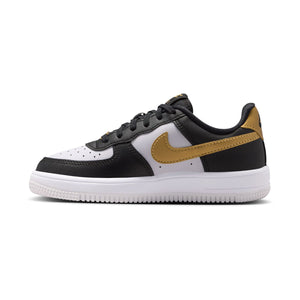 Nike Force 1 Low 'Black White Metallic Gold' Little Kids' Shoes