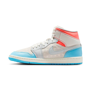 Air Jordan 1 Mid 'Sail Hot Lava Blue Chill' Women's Shoes