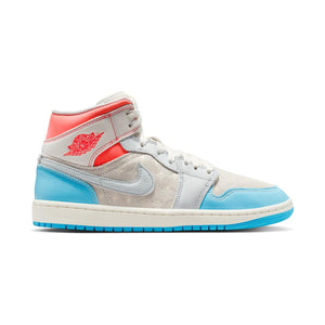 Air Jordan 1 Mid 'Sail Hot Lava Blue Chill' Women's Shoes
