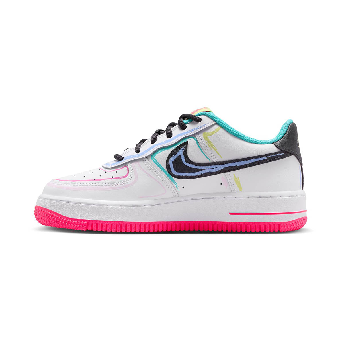 Nike Air Force 1 'White Hyper Pink Dusty Cactus' Big Kids' Shoes - 