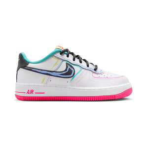 Nike Air Force 1 'White Hyper Pink Dusty Cactus' Big Kids' Shoes