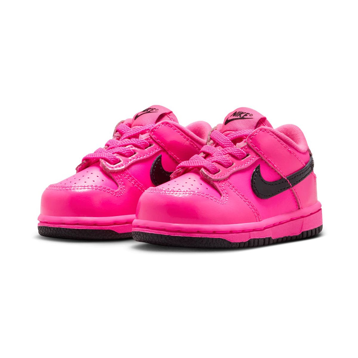 Nike Dunk Low SE 'Pink Blast Black Patent' Baby/Toddler Shoes - 