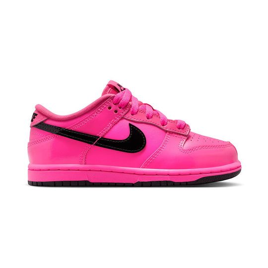 Nike Dunk Low SE 'Pink Blast Black Patent' Little Kids' Shoes