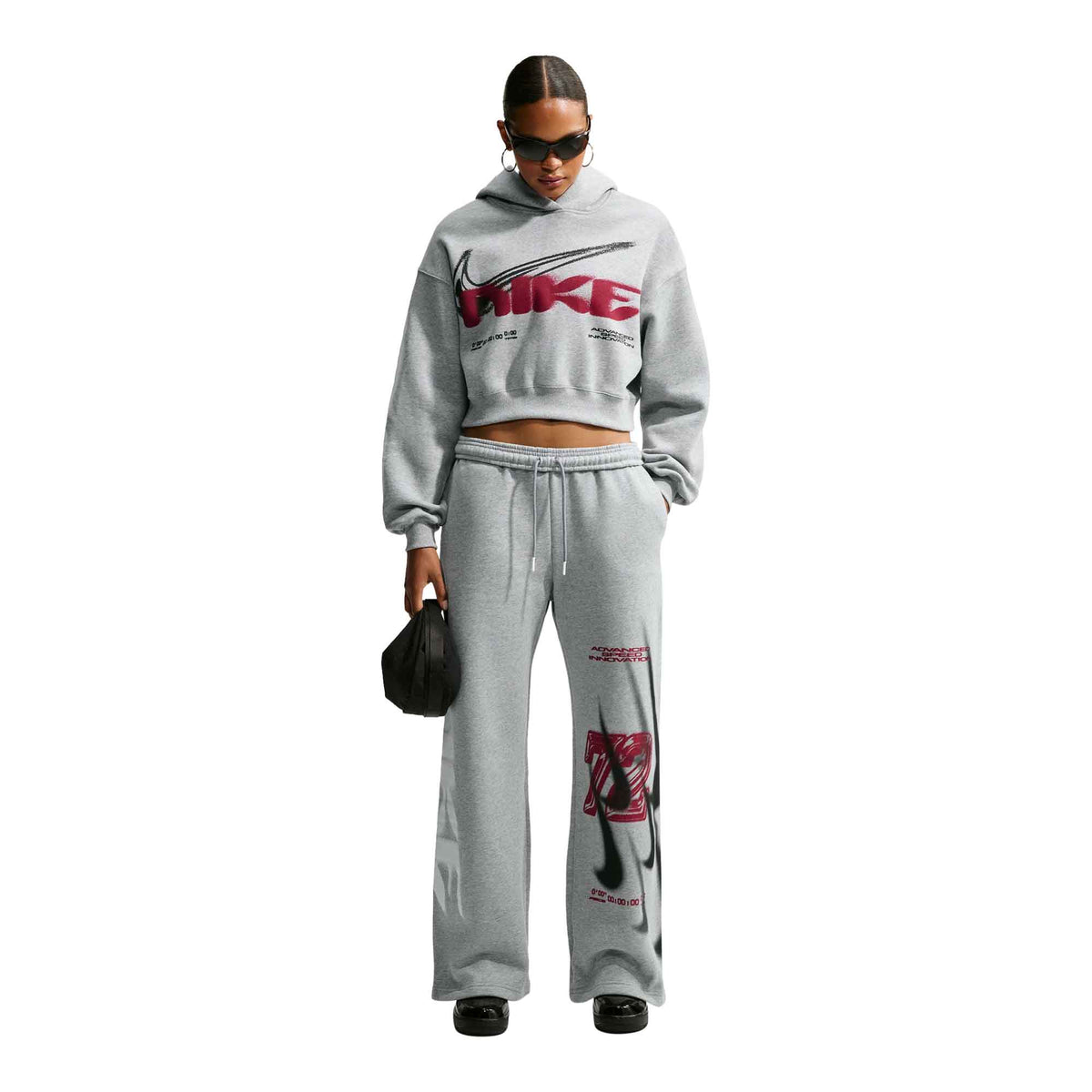Nike Studio Fleece Medium Weight Women's Oversized High-Rise Straight-Leg Graphic Pants - 