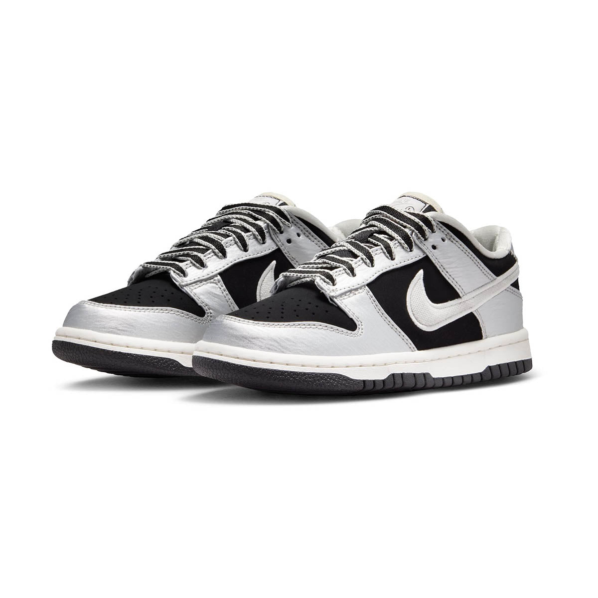 Nike Dunk Low LV8 'Metallic Silver Black Sail' Big Kids' Shoes - 