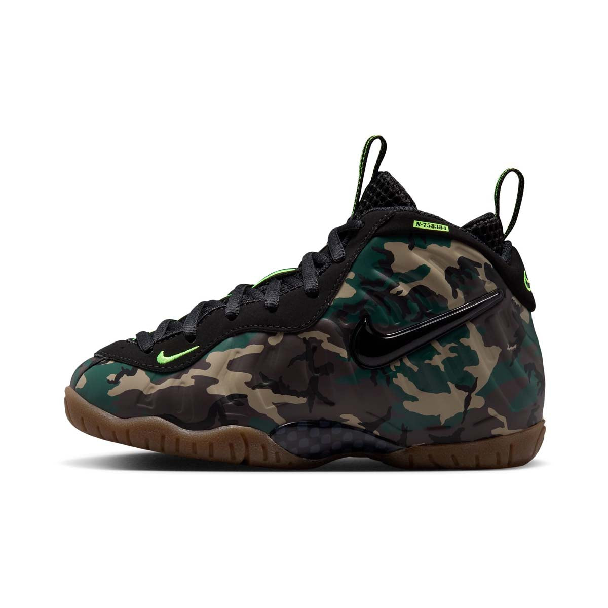 Nike Little Posite Pro Premium 'Black Voltage Green Gum' Little Kids' Shoes - 