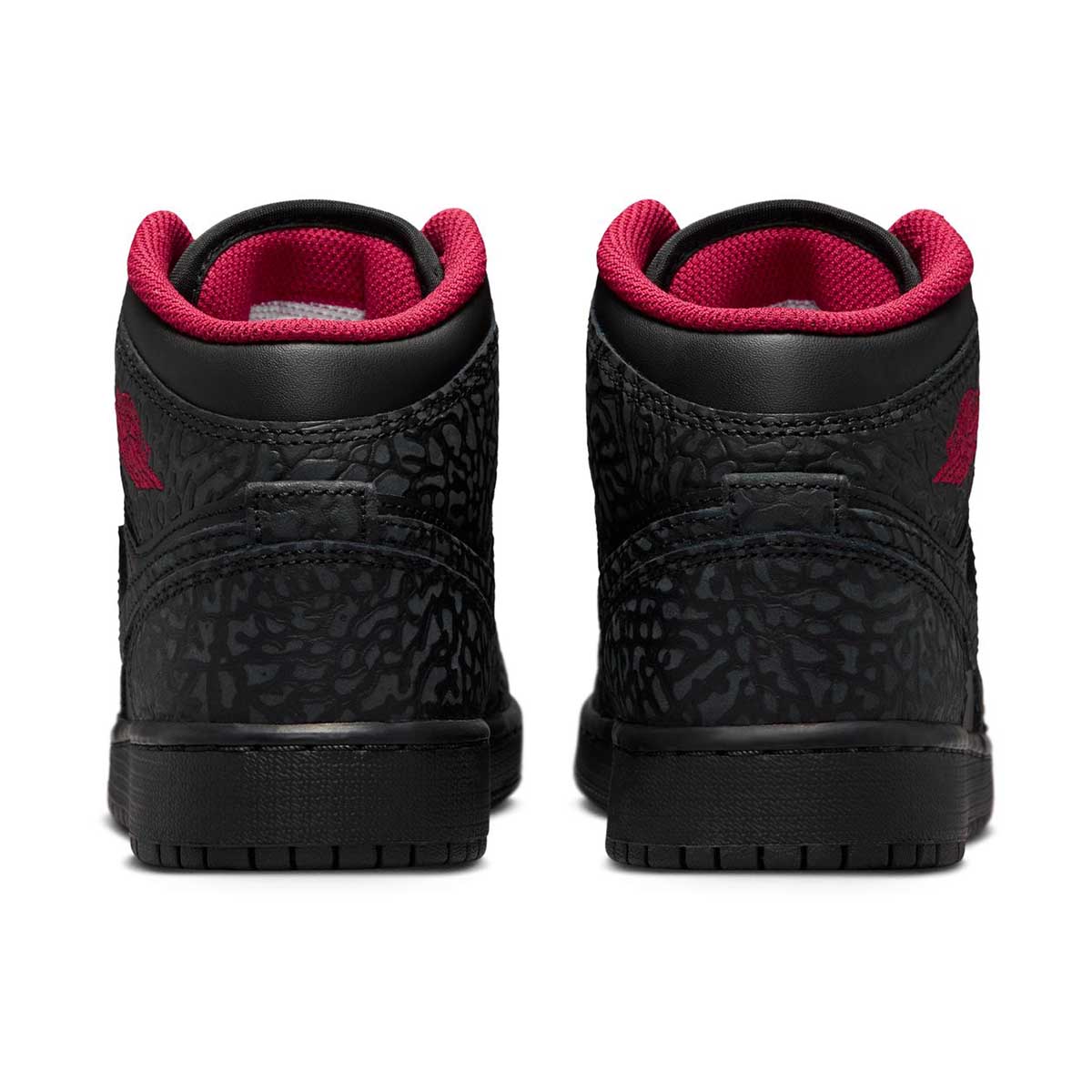 Air Jordan 1 Mid SE 'Black Tough Red' Big Kids' Shoes - 