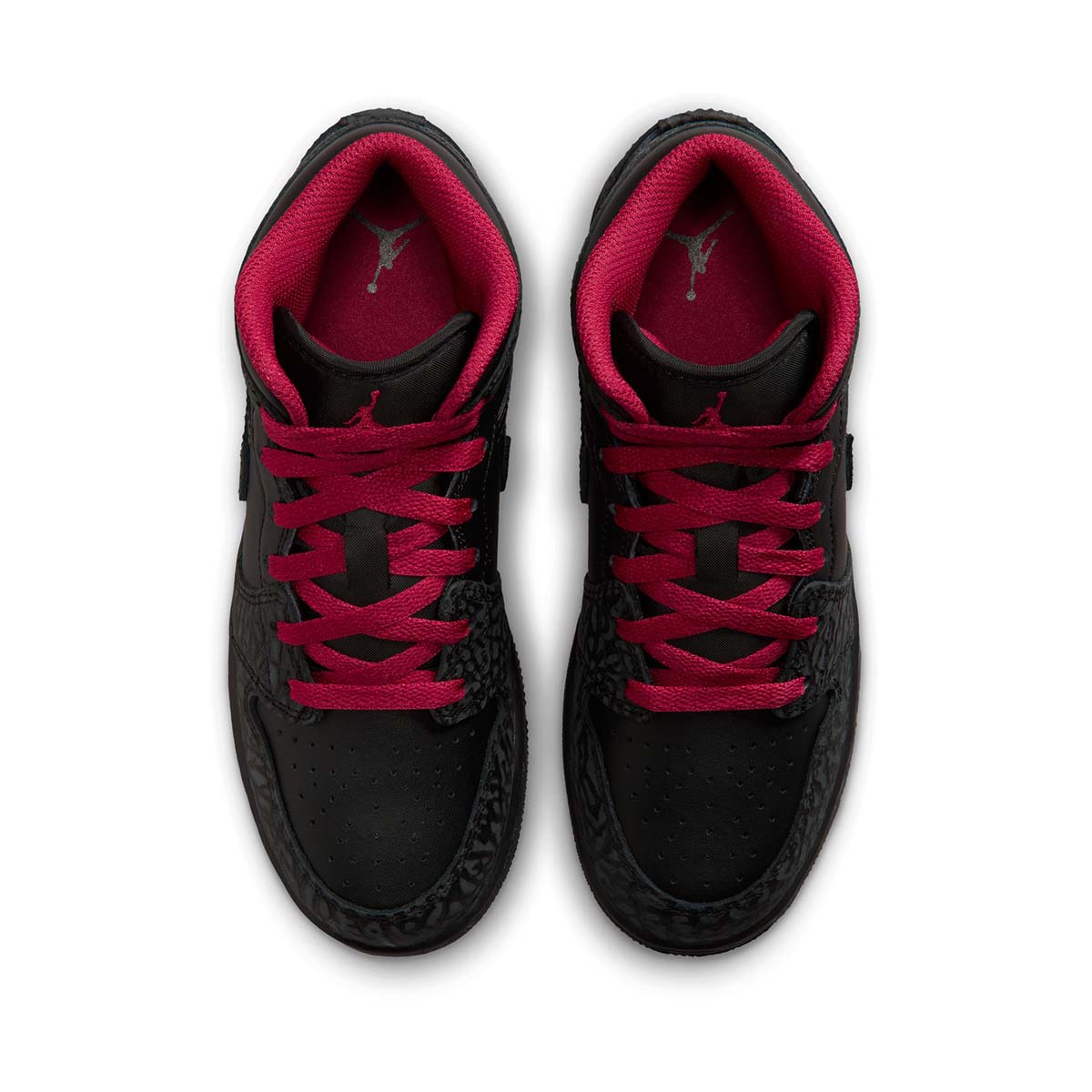 Air Jordan 1 Mid SE 'Black Tough Red' Big Kids' Shoes - 