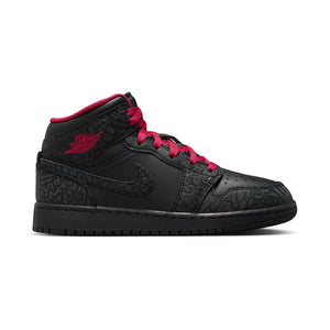Air Jordan 1 Mid SE 'Black Tough Red' Big Kids' Shoes
