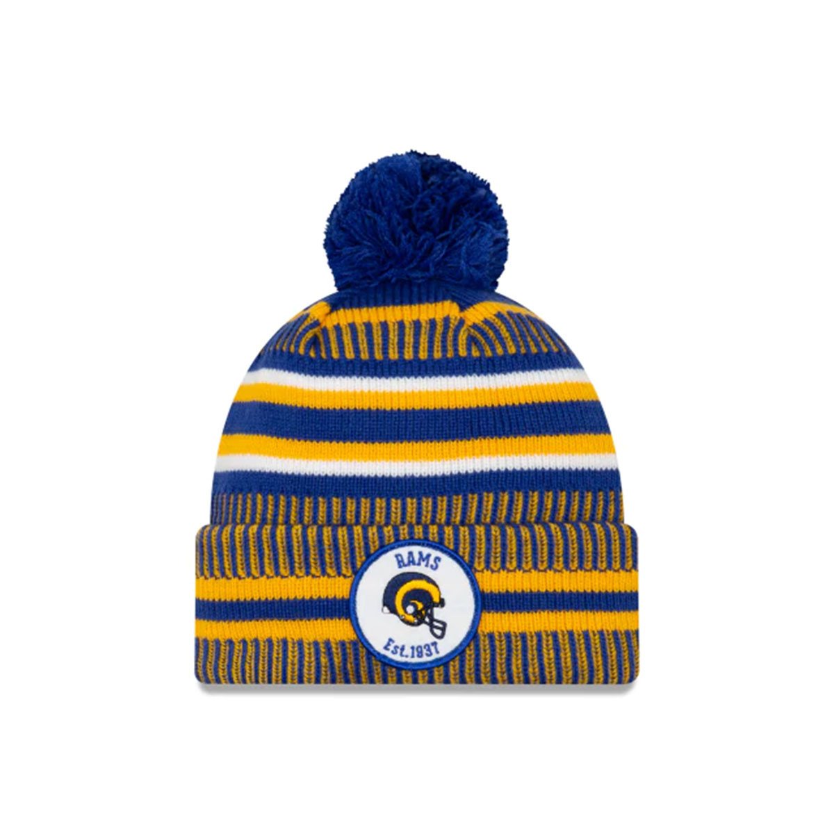 LOS ANGELES RAMS OFFICIAL NFL SIDELINE CLASSIC LOGO COLD WEATHER SPORT KNIT BLUE/YELLOW - 