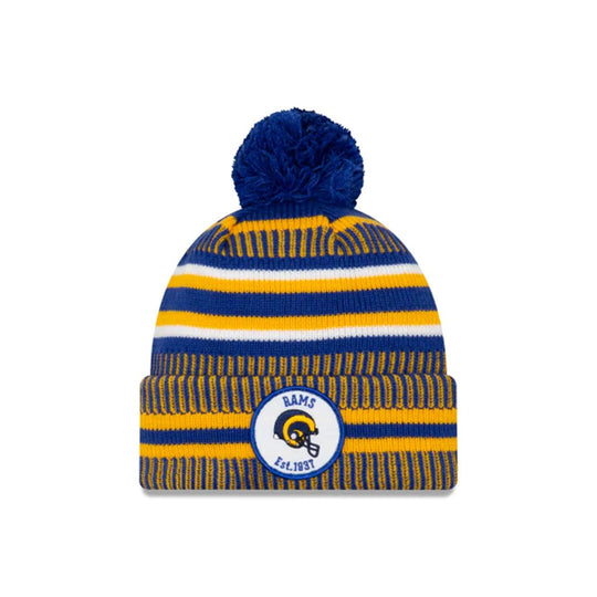 LOS ANGELES RAMS OFFICIAL NFL SIDELINE CLASSIC LOGO COLD WEATHER SPORT KNIT BLUE/YELLOW