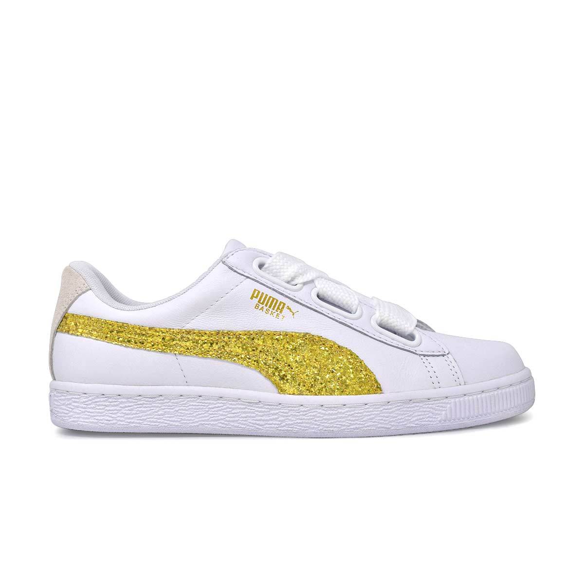 Women's Basket Heart Glitter Gold/White - 