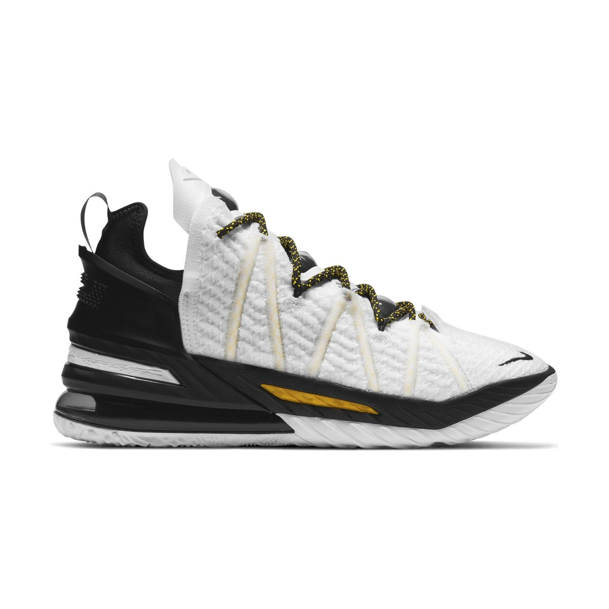 Shop Men s LeBron 18 White Black Gold Basketball Shoe Millennium Shoes