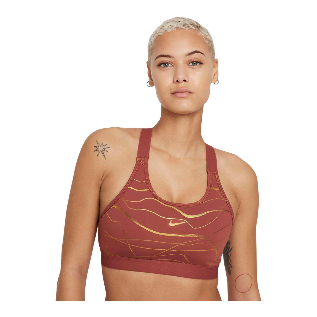 Nike Swoosh Icon Clash Women&#39;s Medium-Support 1-Piece Pad Printed Sports Bra