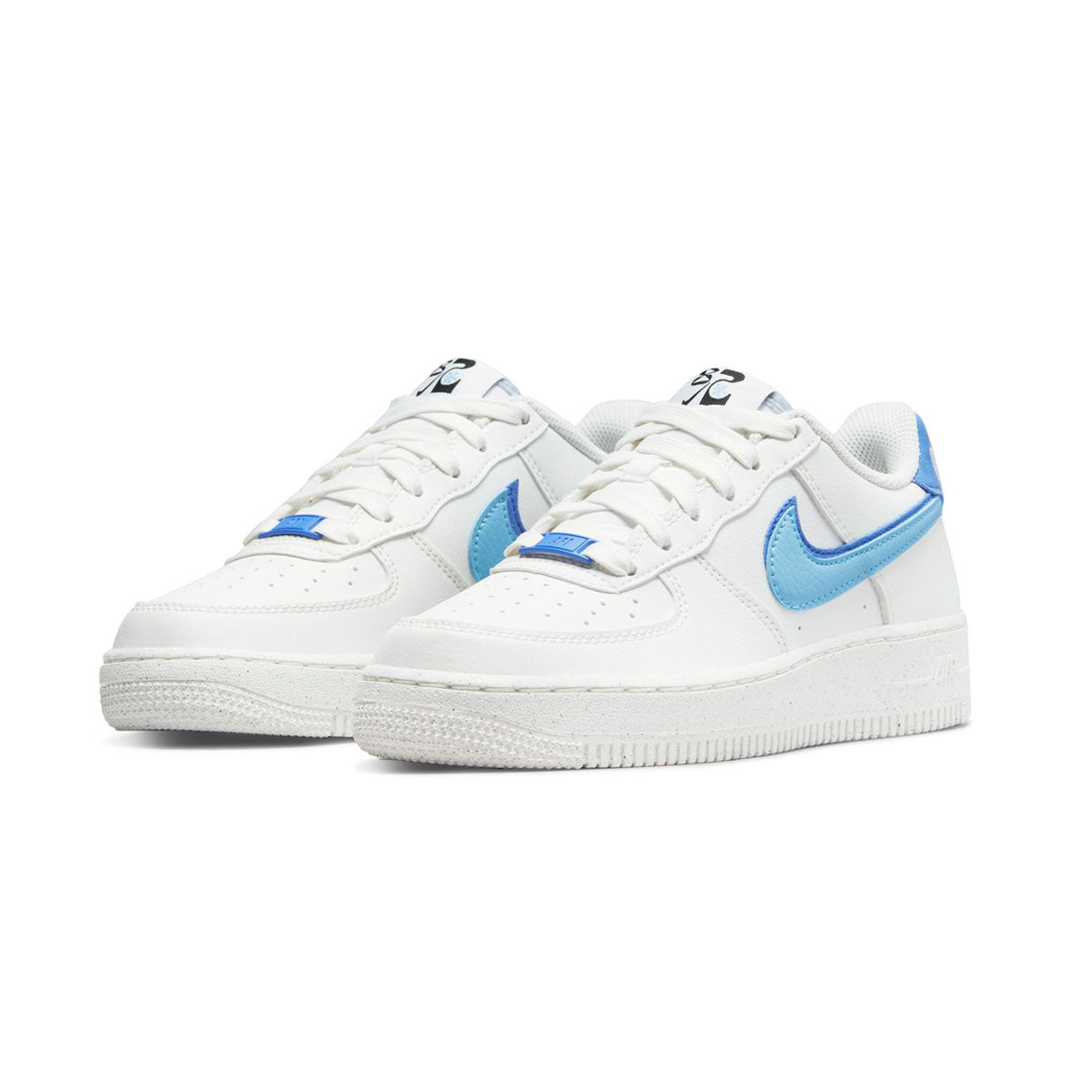 white & blue air force 1 lv8 3 trainers youth