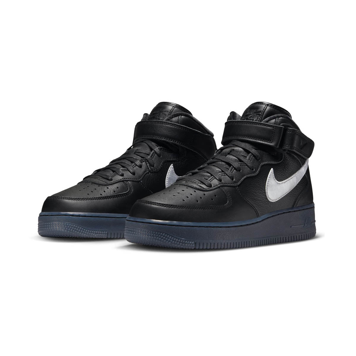 Nike Air Force 1 Mid Premium Black Silver DX3061-001 Men's Size 9 Shoes #23C