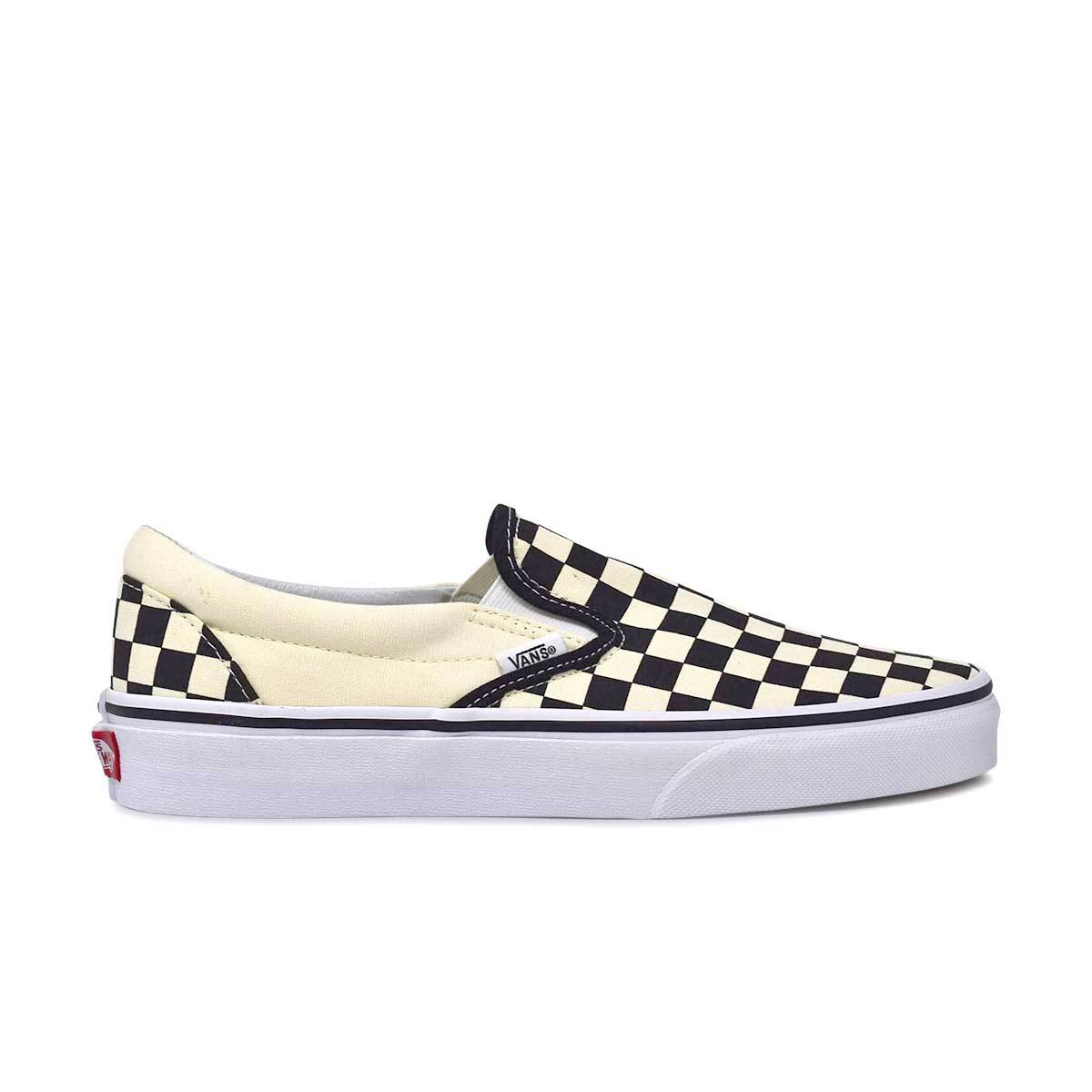 VANS Classic Slip-On Black/White 'Checkerboard' Shoes - 