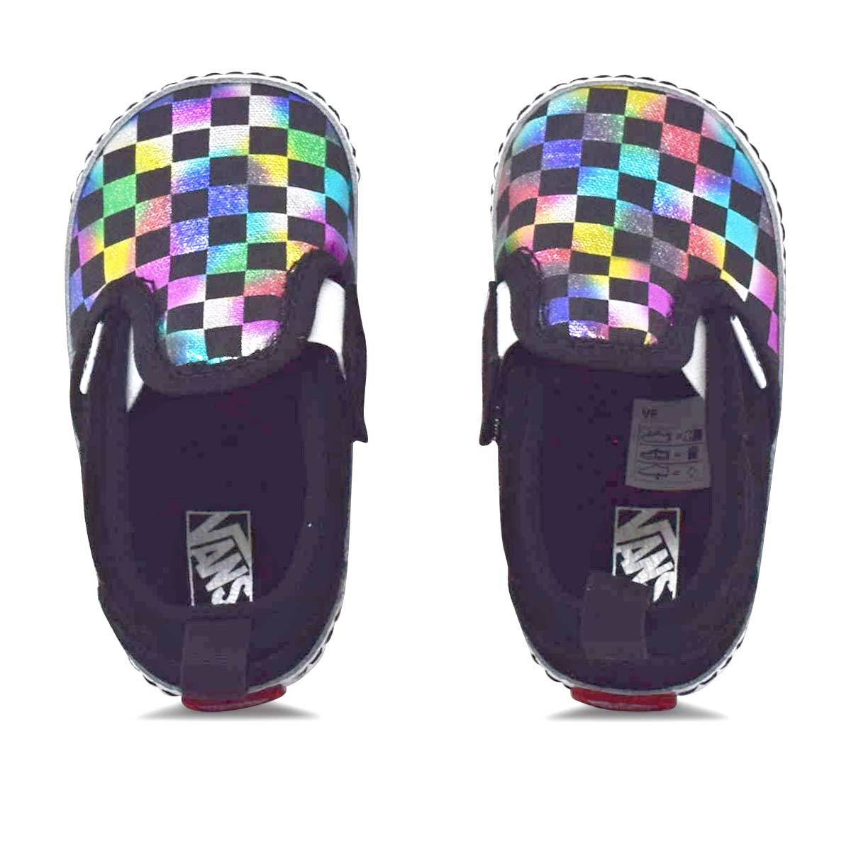 Infant Infant Checker Slip-On V Crib Shoes (0-1 year) Iridescent Checkerboard